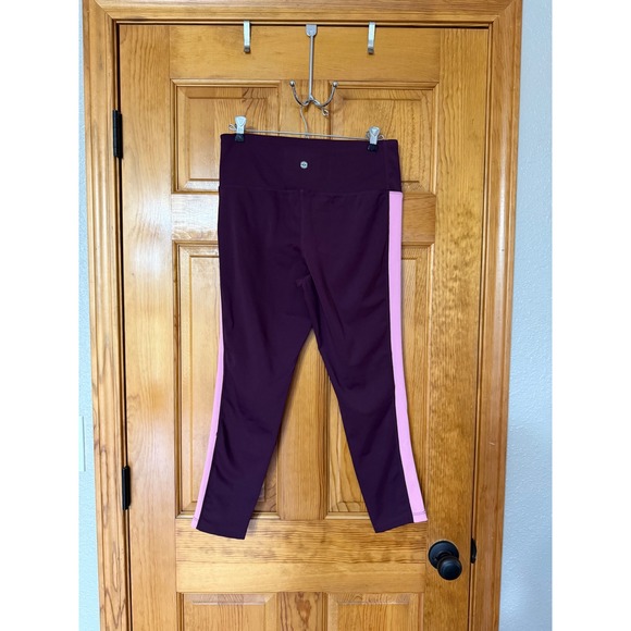 Tangerine Womens Purple Pink Athleisure High Waist Capri Leggings Size Large - Picture 3 of 6